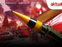 Iran Balas Serangan, Yerusalem hingga Pangkalan AS di UEA Jadi Sasaran Rudal balistik darat ke darat dengan jangkauan 2.000 km bernama Khaibar dipamerkan di Tehran, Iran, Kamis (25/3/2023). /ANTARA FOTO/WANA (West Asia News Agency) via REUTERS/foc.