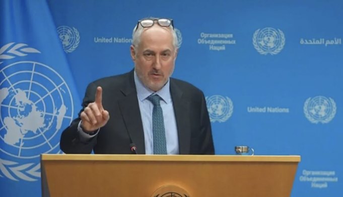 Arsip foto - Juru Bicara Sekretaris Jenderal PBB Stéphane Dujarric mengadakan konferensi pers yang menguraikan prioritasnya untuk tahun 2026 di markas besar Perserikatan Bangsa-Bangsa di New York, Amerika Serikat, pada 29 Januari 2026. ANTARA/Selçuk Acar/Anadolu/pri. (ANTARA/Selçuk Acar/Anadolu/pri.)