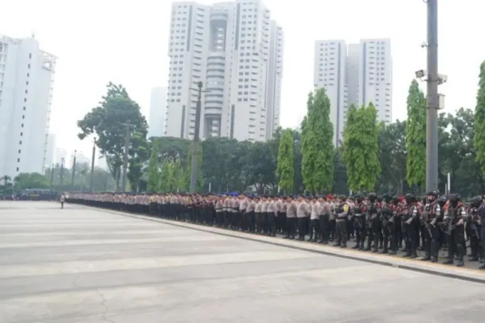 Ribuan personel gabungan mengikuti apel di Jakarta, Rabu (20/5/2026). ANTARA/HO-Polres Jakpus