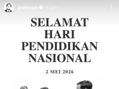 Presiden Prabowo Subianto Ucapkan Selamat Hardiknas 2026 melalui Instagram