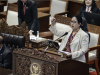 Ketua DPR Puan Maharani menyampaikan pidato saat Rapat Paripurna ke-17 Masa Persidangan IV Tahun Sidang 2025-2026 di Kompleks Parlemen, Senayan, Jakarta, Selasa (21/4/2026). Rapat tersebut beragendakan penyampaian IHPS Semester II Tahun 2025 oleh BPK, mengesahkan RUU tentang Perlindungan Saksi dan Korban (PSDK) dan RUU Perlindungan Pekerja Rumah Tangga (PPRT) menjadi Undang-Undang serta pidato Ketua DPR penutupan Masa Persidangan IV Tahun Sidang 2025-2026. ANTARA FOTO/Dhemas Reviyanto/agr