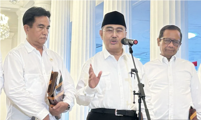 Ketua Komisi Percepatan Reformasi Polri Jimly Asshiddiqie dalam jumpa pers reformasi Polri di Istana Merdeka, Jakarta, Selasa (5/5/2026). ANTARA/Maria Cicilia Galuh